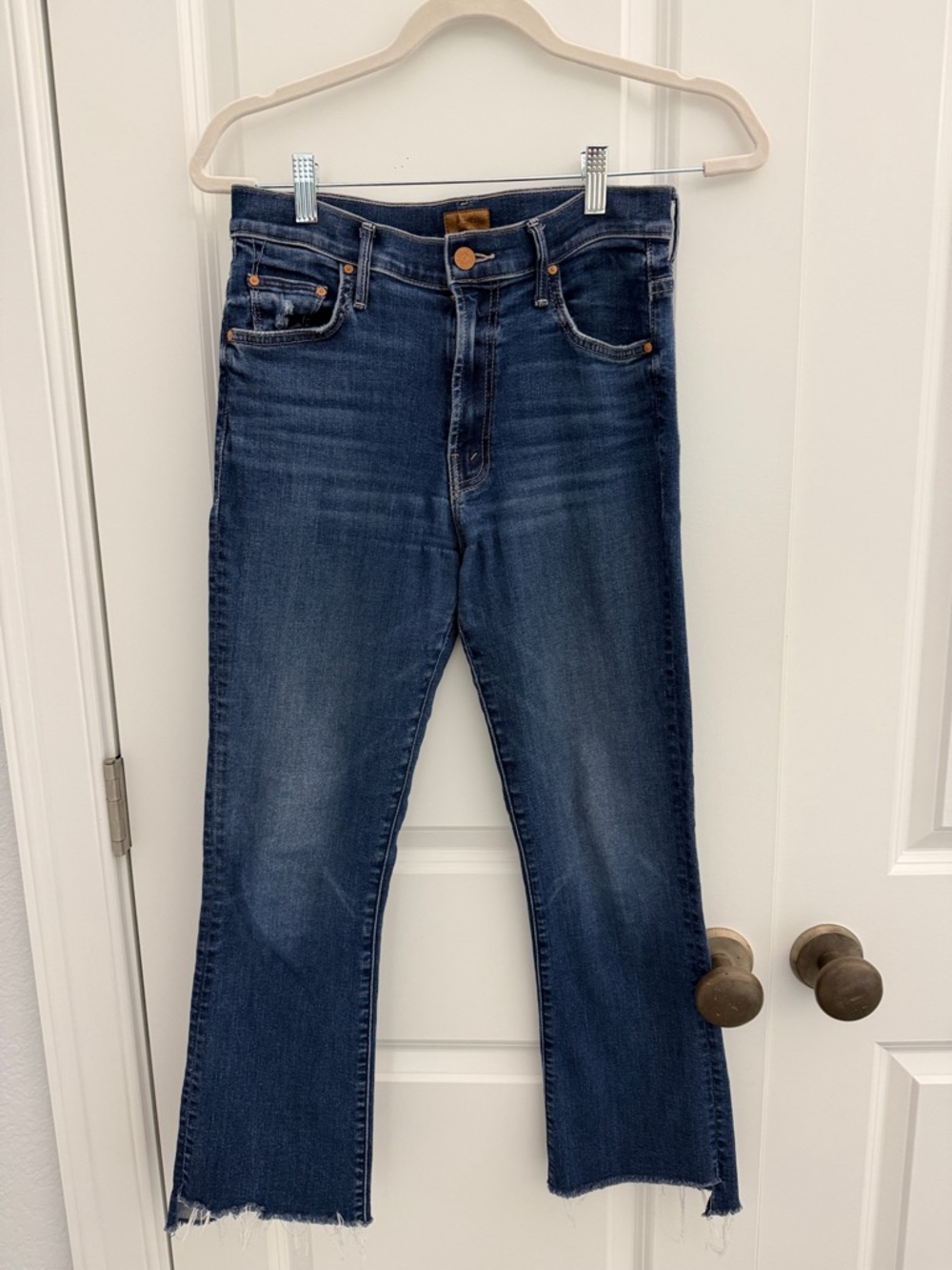 MOTHER Mid-Rise Dark Blue Flare Jeans